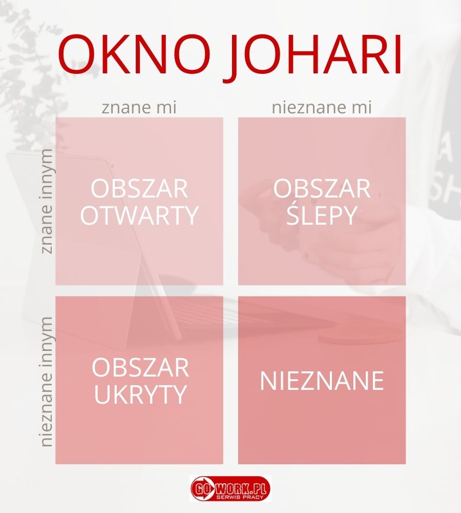 Schematyczne przedstawienie czterech obszarów Okna Johari