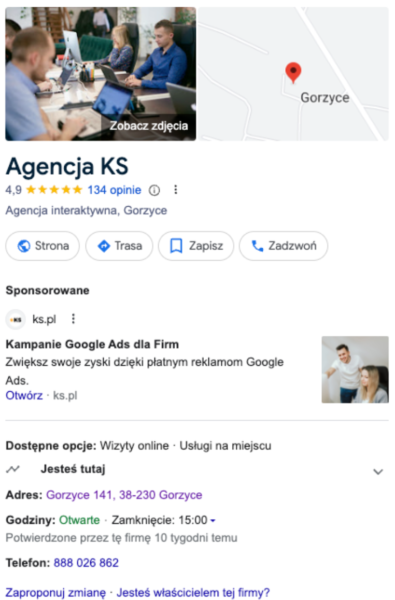 Wizytówka Google