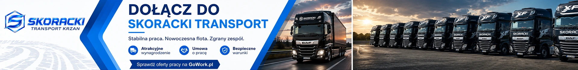 Baner promujący rekrutację w firmie Skoracki Transport Sp. z o.o.