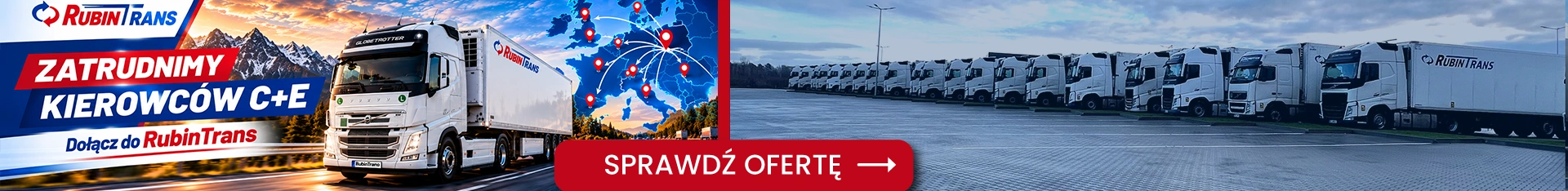 Baner promujący pracę w firmie Rubintrans Prosta S.A.