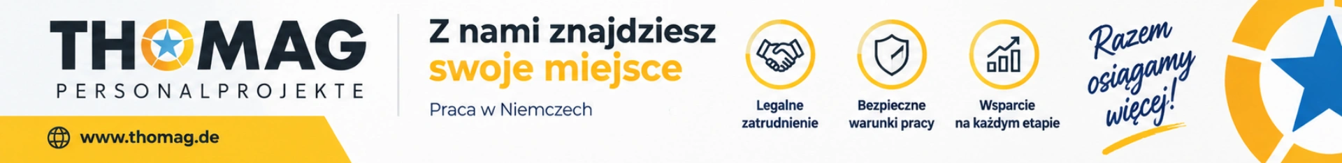 Baner reklamowy promujący pracę w firmie Thomag Industrieservice GmbH