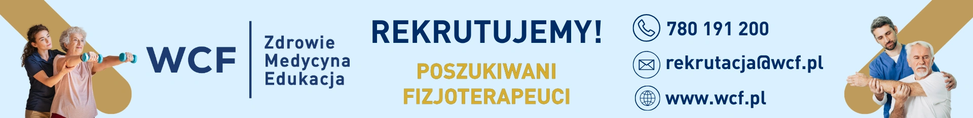 Baner reklamowy promujący firmę WCF Zdrowie Medycyna Edukacja