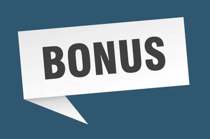 Napis bonus na niebieskim tle