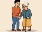 Opieka nad osobami starszymi - opiekun z seniorką