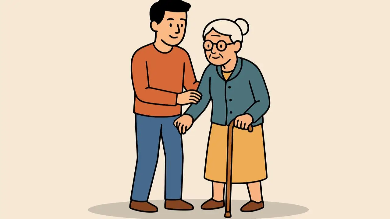 Opieka nad osobami starszymi - opiekun z seniorką