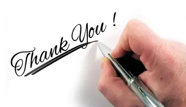 List polecający - napis thank you