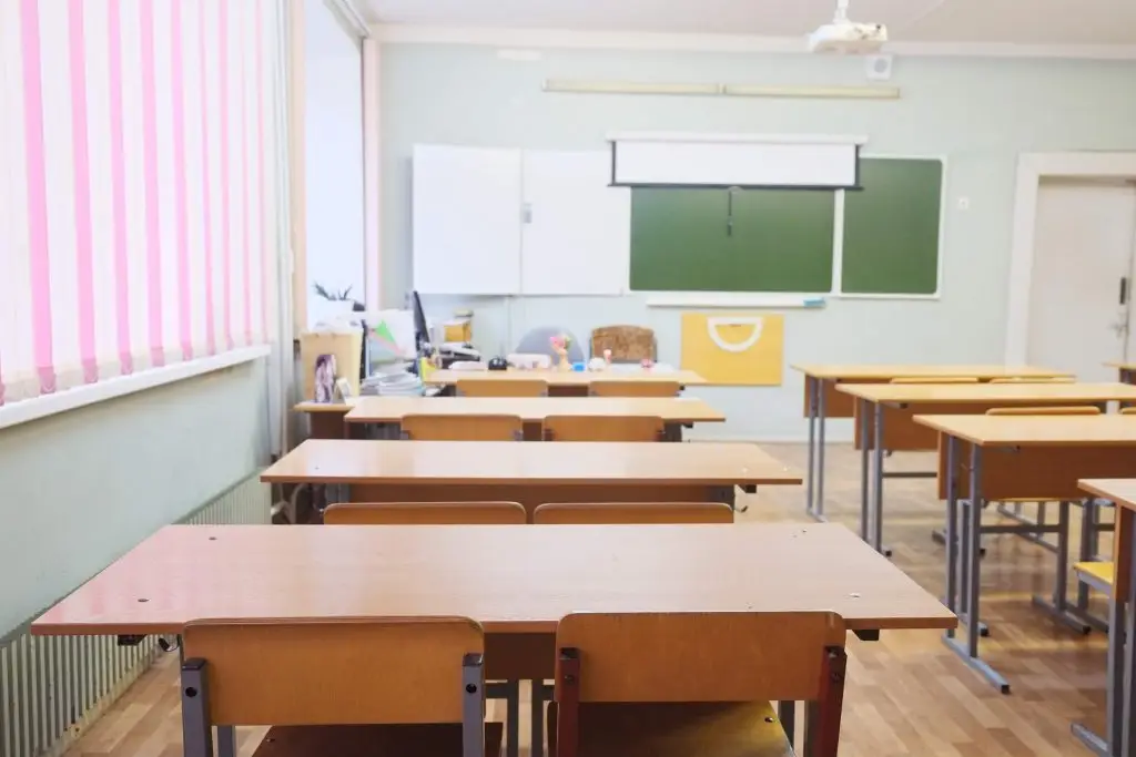 Nauka w szkołach ponadpodstawowych, strefy - ławki w szkolnej sali