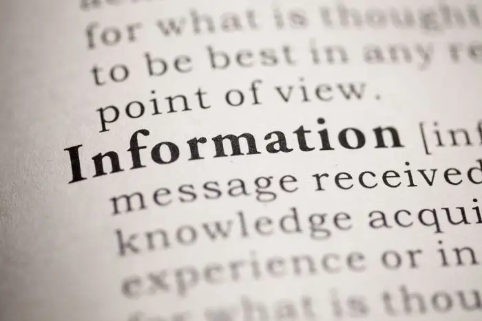 Napis information pogrubiony