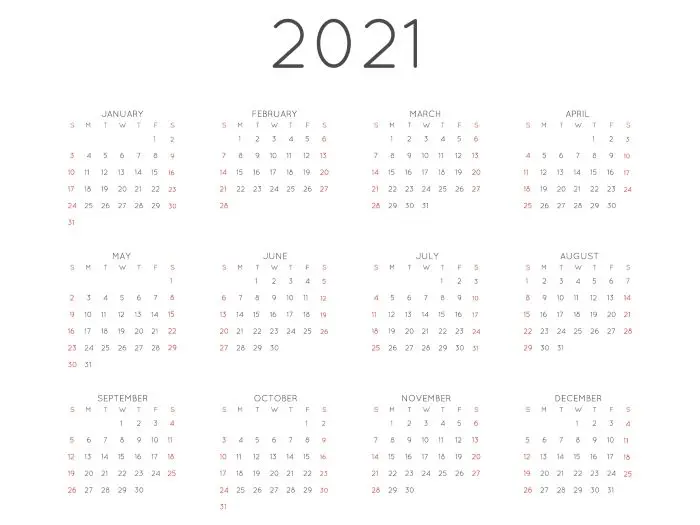 Kalendarz 2021