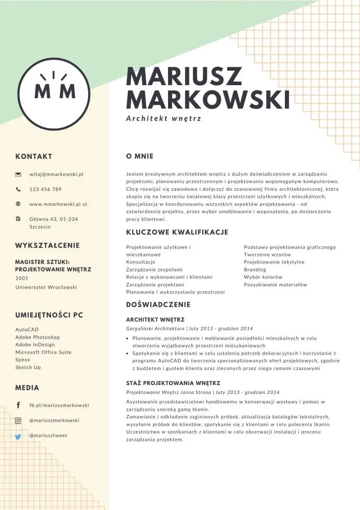 wzór CV architekta