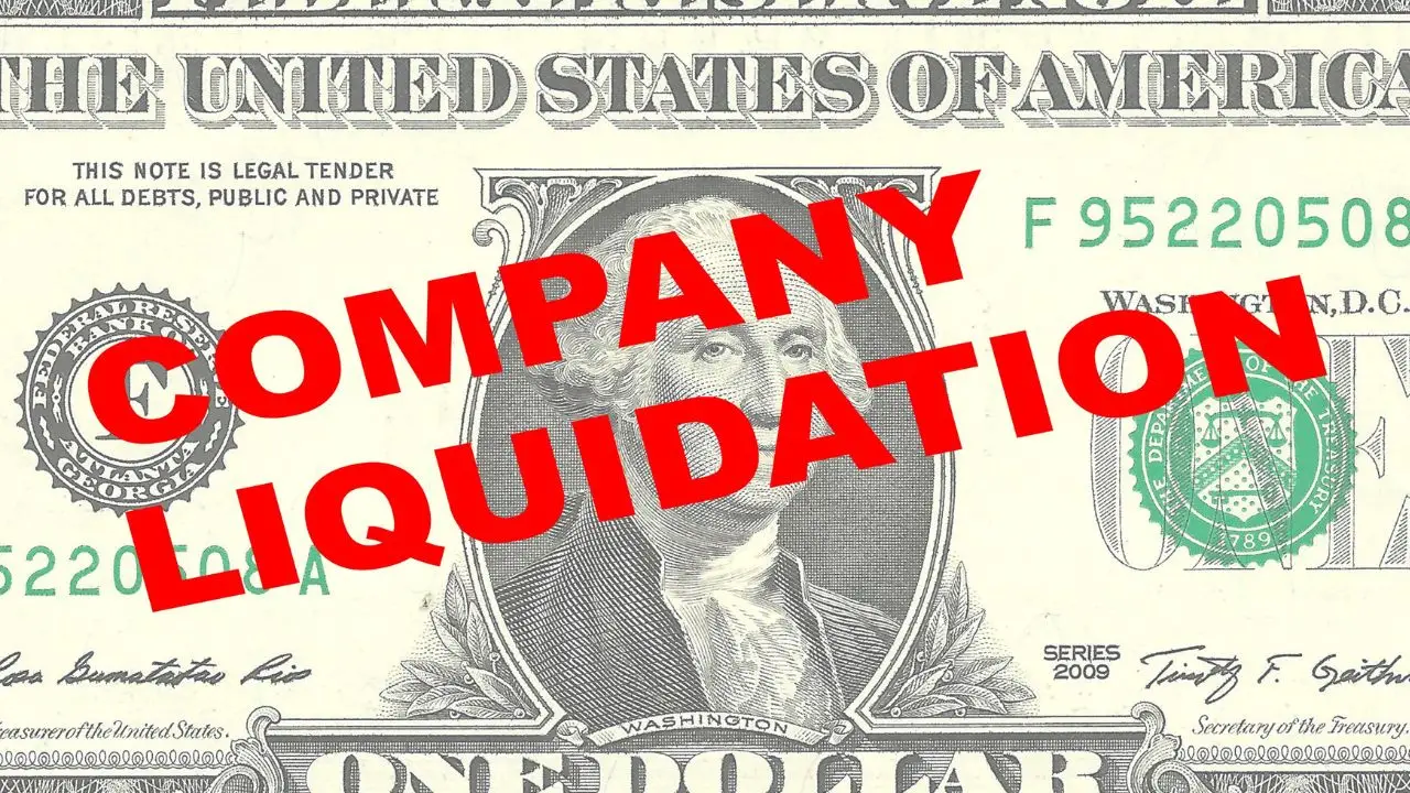 Likwidacja stanowiska pracy - dolar z napisem company liquidation