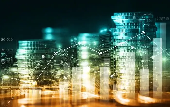 Finance - pieniądze na tle wykresów giełdowych