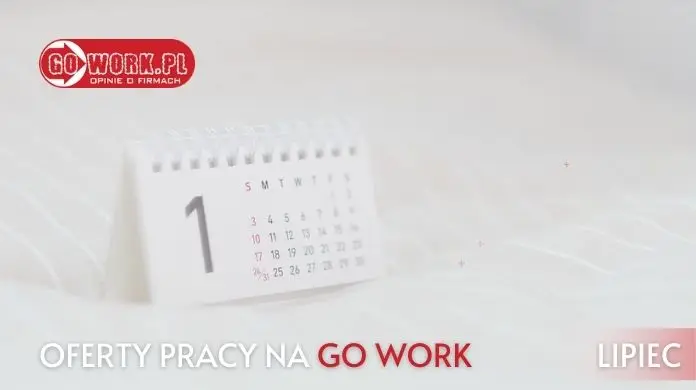 Oferty pracy - GoWork - lipiec - grafika przedstawiająca kalendarz i logo GoWork