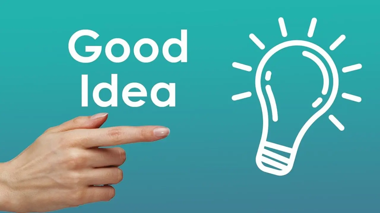 Metoda SMART - napis good idea i wskazanie palcem na symbol żarówki na niebieskim tle