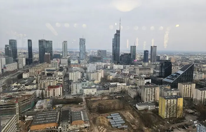 Panorama Warszawy z biura Google w The Warsaw Hub
