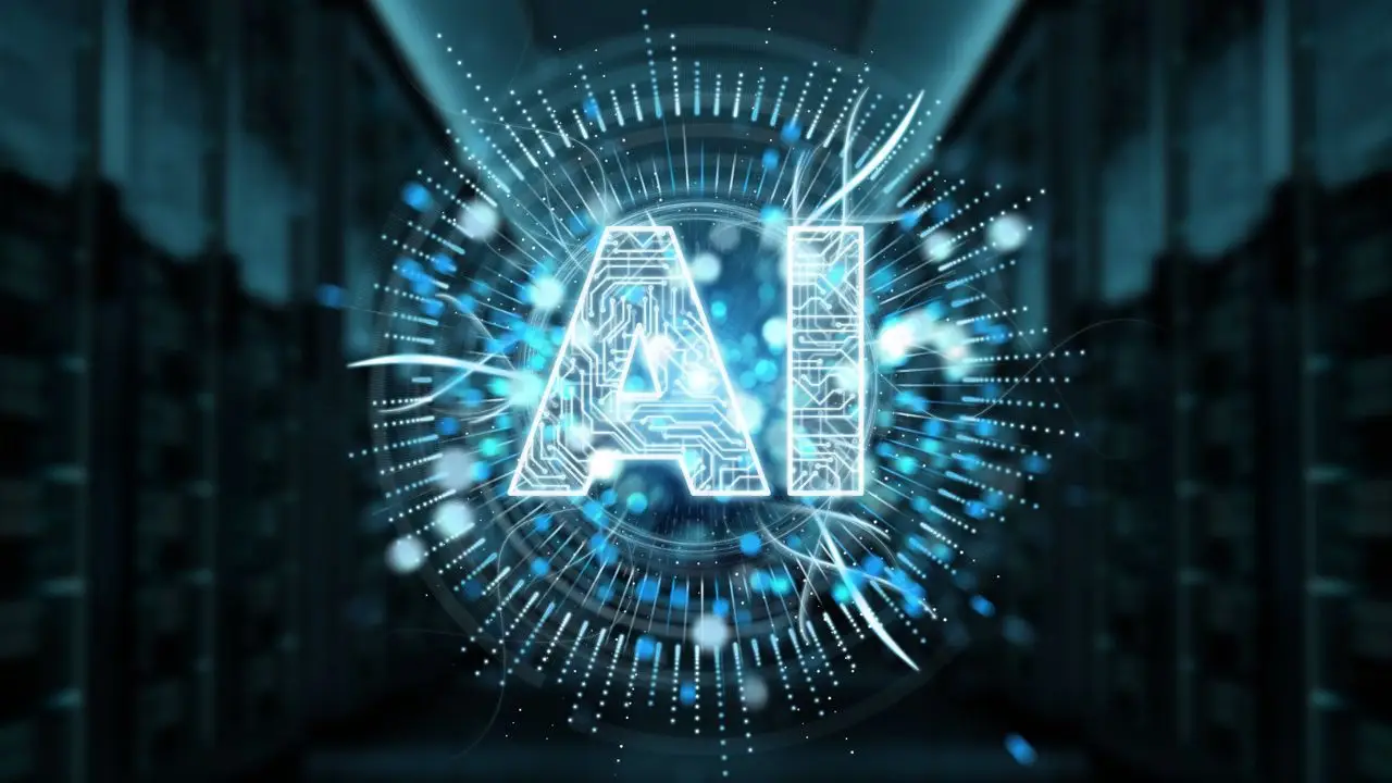 Sygnalista OpenAI martwy - napis AI na grafice przedstawiającej cyfrowe elementy