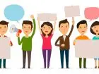 Microsoft strajk pracowników - symboliczna grafika przedstawiająca protestujących ludzi