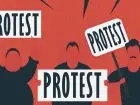 Poczta Polska - sylwetki protestujących osób grafika