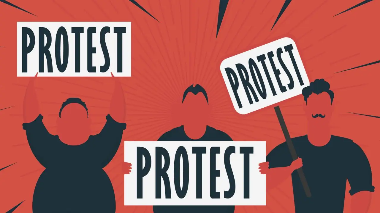 Poczta Polska - sylwetki protestujących osób grafika