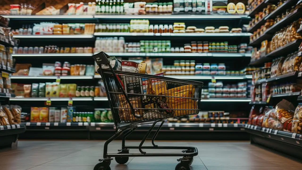 Wózek sklepowy w supermarkecie