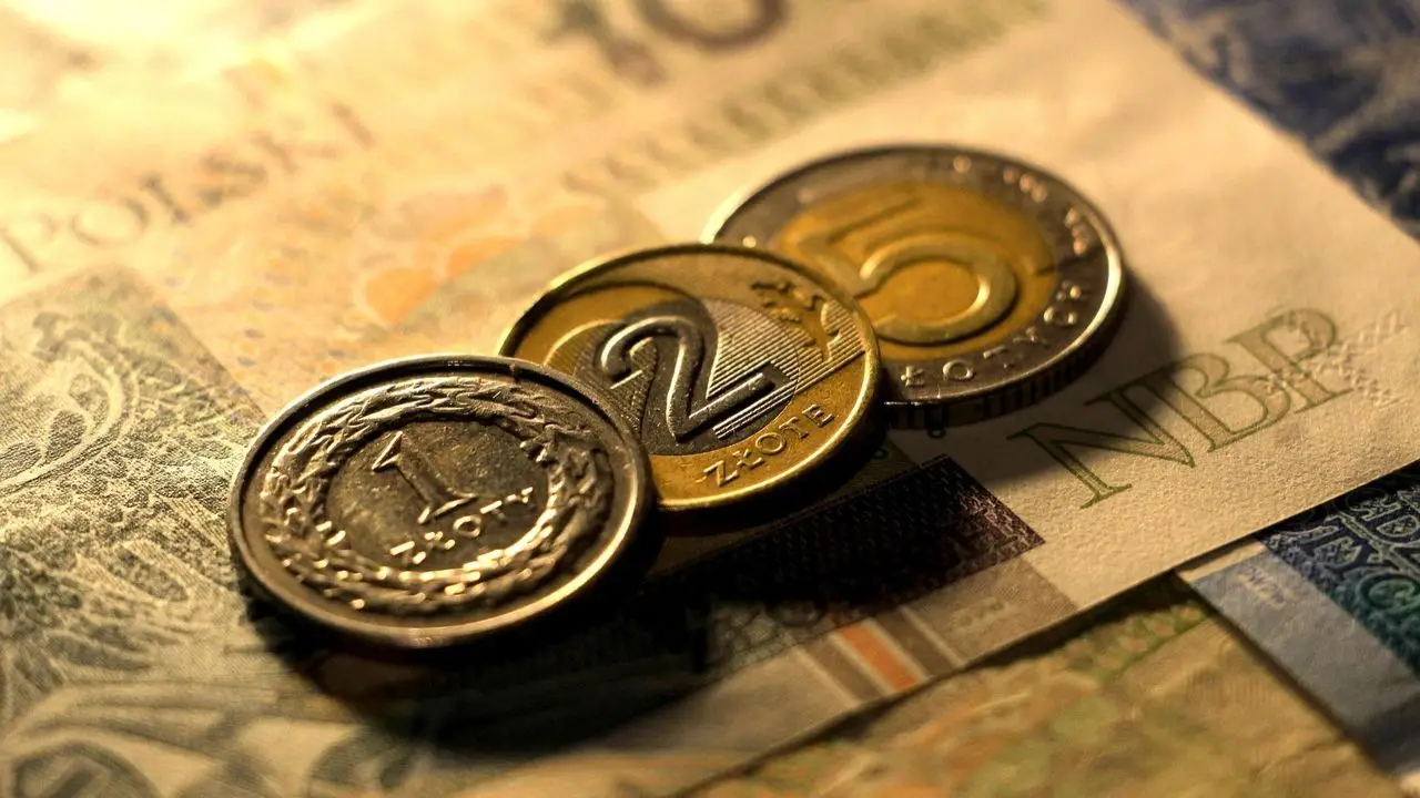 Dodatek mieszkaniowy - monety i banknoty polskie oświetlone