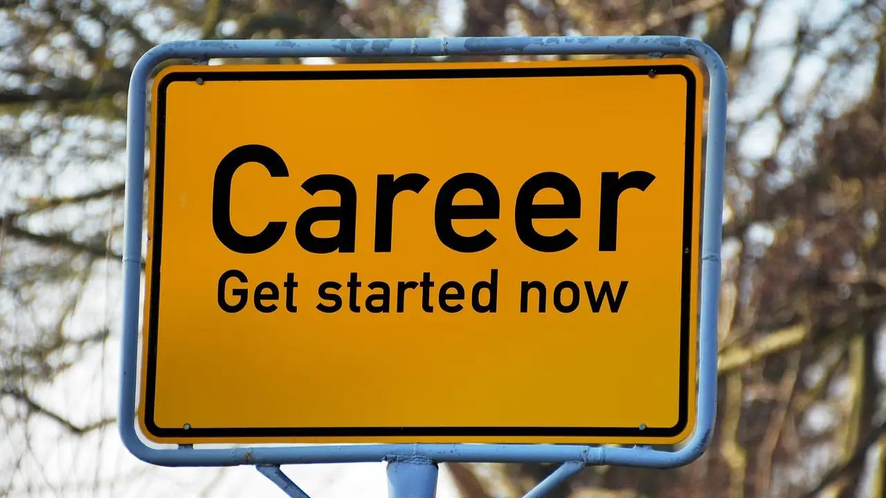 Leroy Merlin opinie - żółty znak z napisem career gest started now