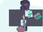 Rozmowa kwalifikacyjna po angielsku - grafika przedstawiająca rekrutera i kandydata podczas rozmowy kwalifikacyjnej