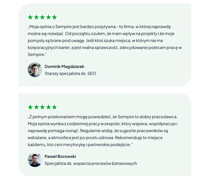 Opinie pracowników o SEMPIRE EUROPE Poznań