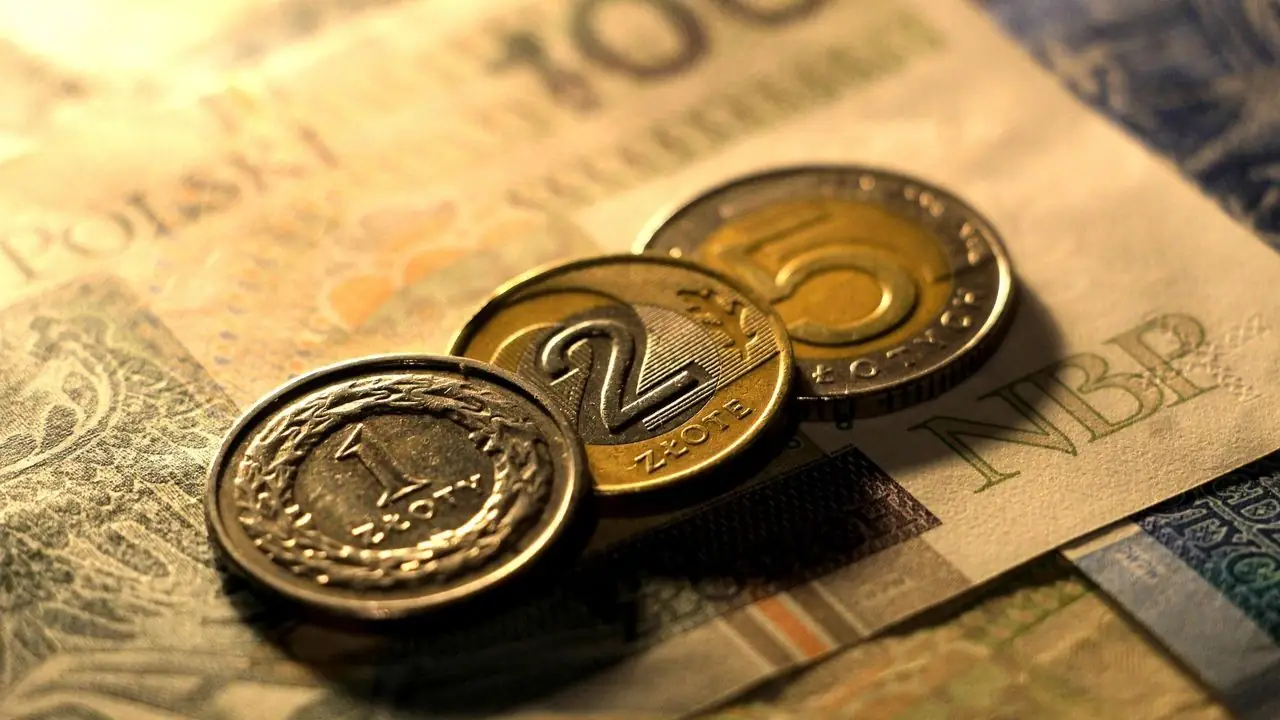 Płaca minimalna lipiec 2026 - polskie monety i banknot