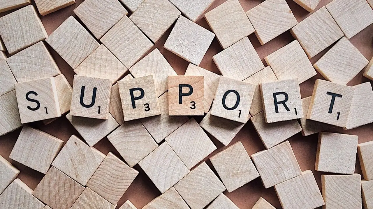 Zasiłki rehabilitacyjne - napis support z klocków