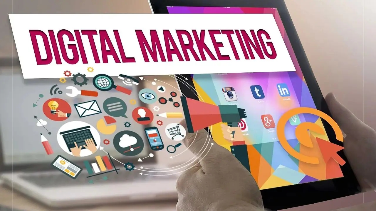 SXO - napis digital marketing na tle tableta i ikonek